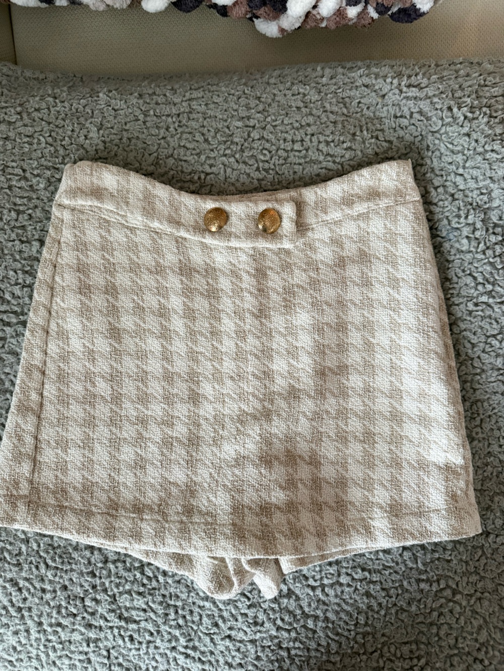 Zara Tweed Mini Skort with Gold Buttons